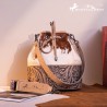 Montana West Cowhide Tooled Bucket Shoulder/Crossbody Bag- Tan