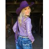 Cowgirl Tuff Pullover Button Up Soft Lavender Metallic Leopard Shimmer