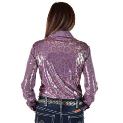 Cowgirl Tuff Pullover Button Up Soft Lavender Metallic Leopard Shimmer