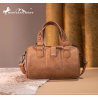 Montana West Western Tooled Buckle Collection Mini Barrel Crossbody Bag -Light Brown