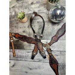 Pink Designer Leather Headstall & Breast Collar Set