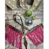 Pink Designer Leather Headstall & Fringe Breast Collar Set