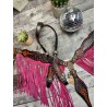 Pink Designer Leather Headstall & Fringe Breast Collar Set
