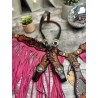 Pink Designer Leather Headstall & Fringe Breast Collar Set