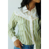 Howdy Hanny Olive Stripe Pearl Snap Rodeo Shirt