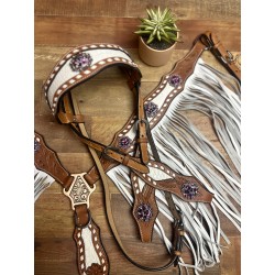 Pink Bling Ponderosa Headstall and Fringe Breast Collar Set