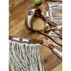 Pink Bling Ponderosa Headstall and Fringe Breast Collar Set