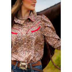Howdy Hanny Leopard Pearl Snap Rodeo Shirt