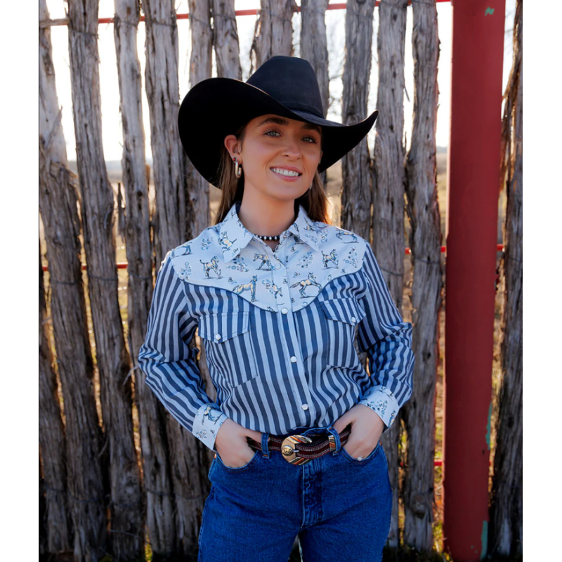 Howdy Hanny Foal Floral Pearl Snap Rodeo Shirt