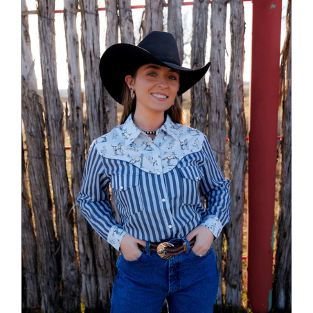 Howdy Hanny Foal Floral Pearl Snap Rodeo Shirt