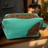 Teal Leather Toiletry Bag