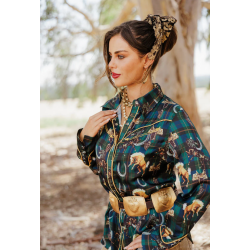 Rodeo Quincy Lucky Plaid Pony Buck Button Up