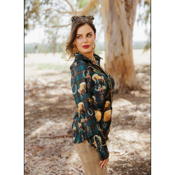 Rodeo Quincy Lucky Plaid Pony Buck Button Up