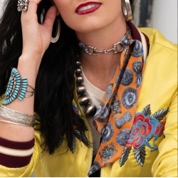 Fringe Scarves Twilly Turqs and Conchos-Orange