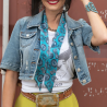 Fringe Scarves Twilly Turqs and Conchos-Turquoise