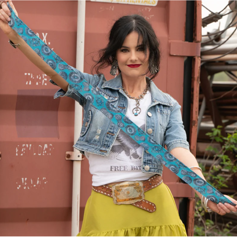 Fringe Scarves Twilly Turqs and Conchos-Turquoise