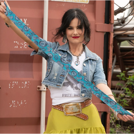 Fringe Scarves Twilly Turqs and Conchos-Turquoise