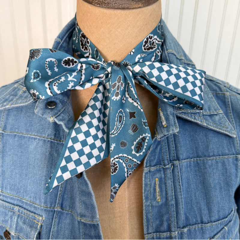 Fringe Scarves Twilly Luck be a Paisley-Dusty Blue