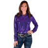 Cowgirl Tuff Pullover Button Up Purple Sequin