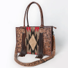 American Darling tooled leather aztec wool tote bag