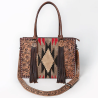 American Darling tooled leather aztec wool tote bag