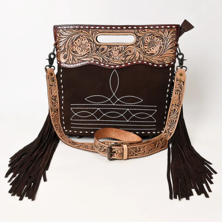 American Darling boot stitch brown suede bag