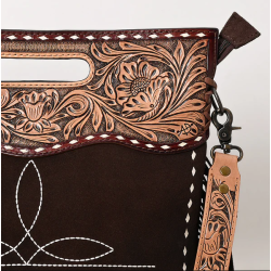 American Darling boot stitch brown suede bag