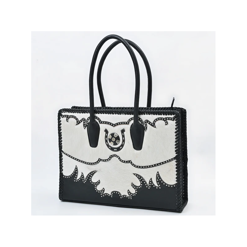 American Darling white cowhide tote Bag