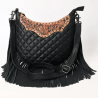 American Darling Quilted Crossbody Hobo Hand-Tooled Yoke Fringe Bag