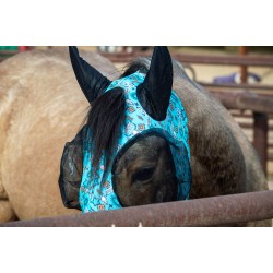 Schulz Equine Lycra Fly Mask - Turquoise Howdy