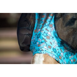 Schulz Equine Lycra Fly Mask - Turquoise Howdy