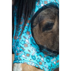 Schulz Equine Lycra Fly Mask - Turquoise Howdy