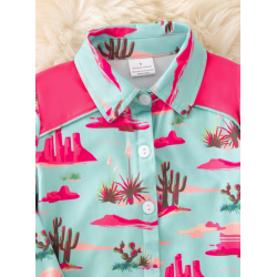 Kids Pink Desert Print Button Down Shirt