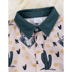Kids Cowskull Print Button Down Shirt