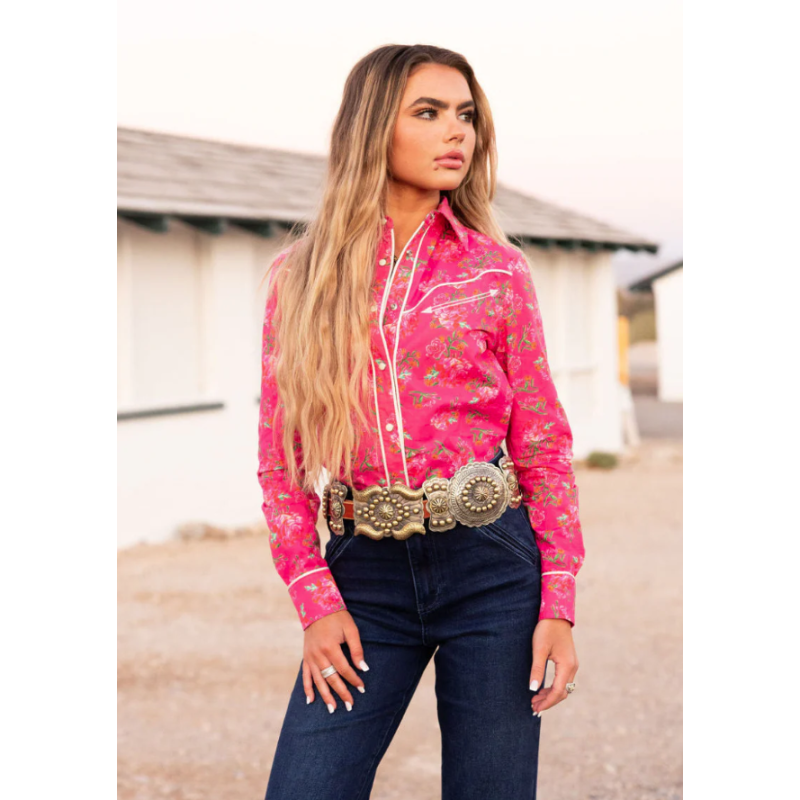 Rodeo Quincy Rebel Rose Button Up