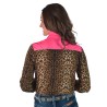 Cowgirl Tuff Pullover Button Up Pink Shimmer and Leopard Pattern
