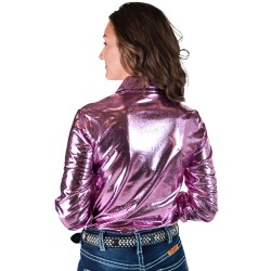 Cowgirl Tuff Pullover Button Up Pink Mist Foil