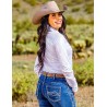 Cowgirl Tuff Pullover Button Up White Holographic