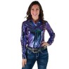 Cowgirl Tuff Pullover Button Up Purple & Teal Foil
