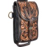 Tooled Cactus Leather Rear Cinch/Horn Bag