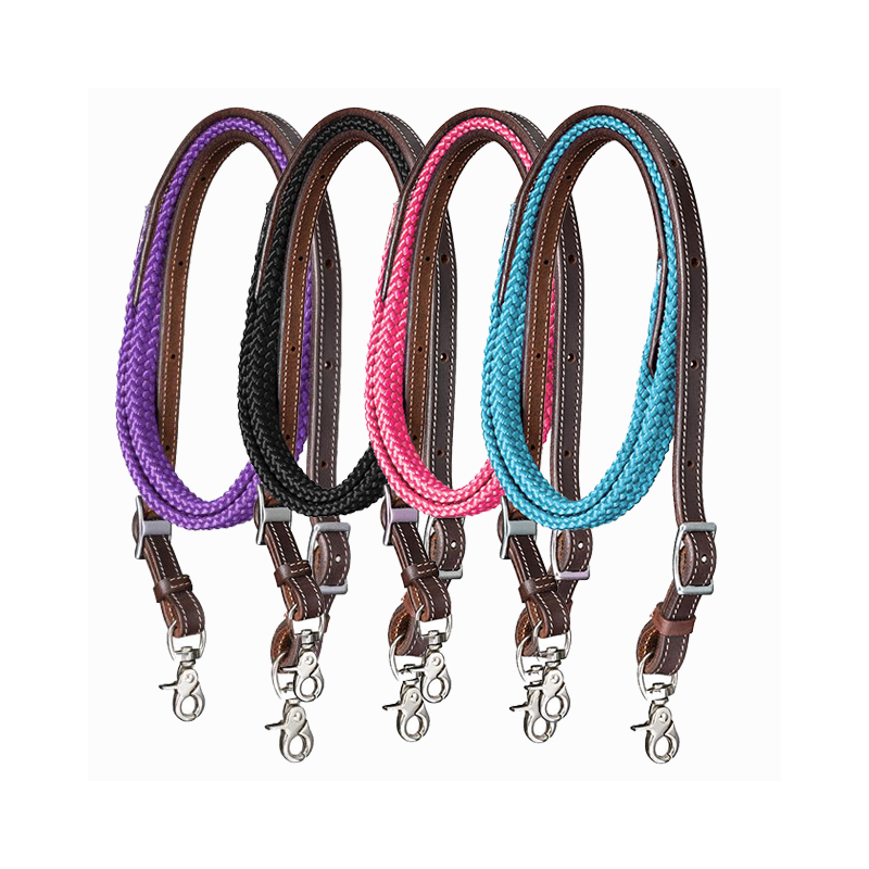 Harness Leather Loop Reins with Poly Center