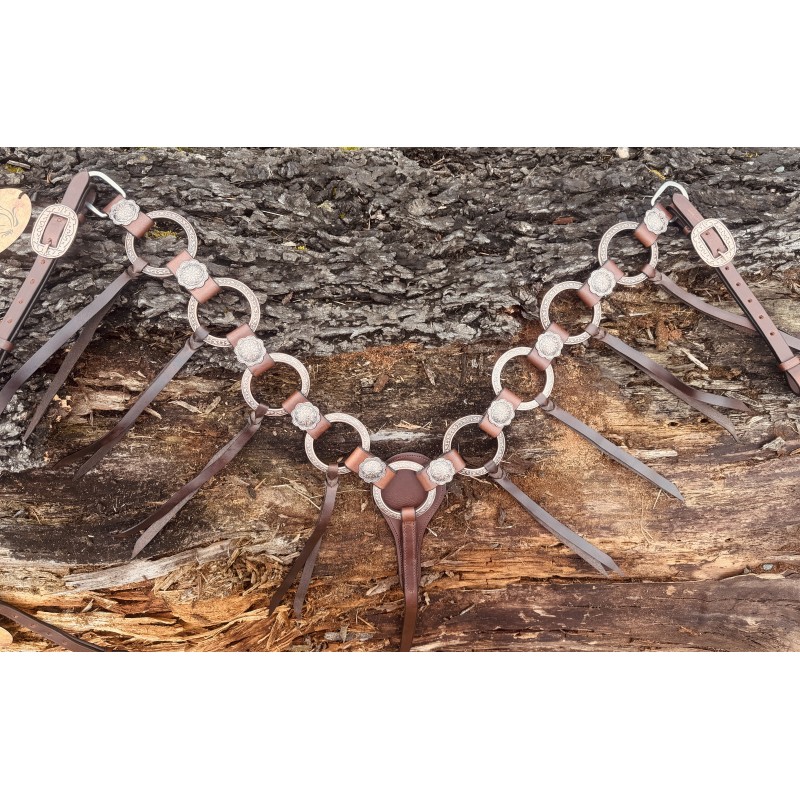 Copper Ring Breast Collar with Brown Tie on Fringe