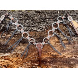 Silver Ring Breast Collar with Black Tie on Fringe