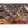 Silver Ring Breast Collar with Black Tie on Fringe