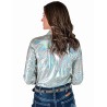 Cowgirl Tuff Pullover Button Up White Holographic