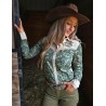 Cowgirl Tuff Pullover Button Up Sage Paisley & Cream Retro