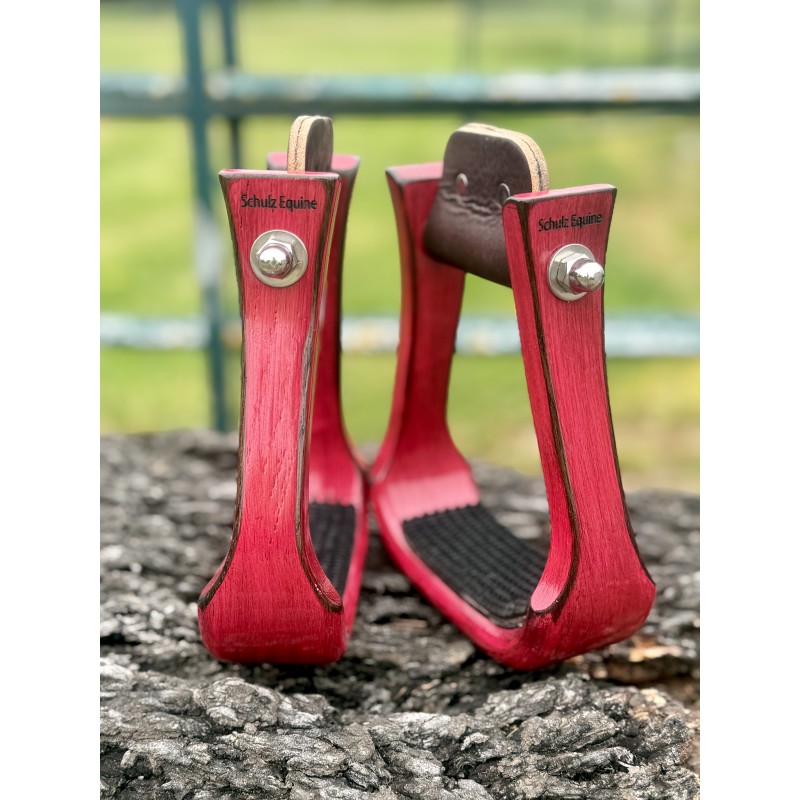 Wooden Stirrups- Pink Barrel