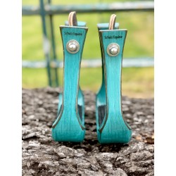 Wooden Stirrups- Turquoise Barrel