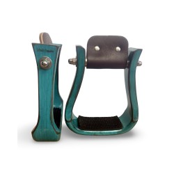 Wooden Stirrups- Turquoise Barrel