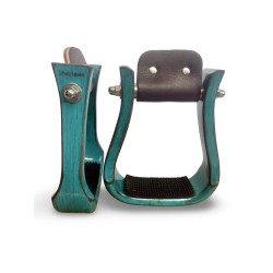 Wooden Stirrups- Turquoise Barrel